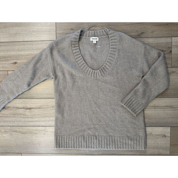 Open Edit Womens V-Neck Tunic Sweater Size M Medium Soft Beige Coffee - Picture 2 of 3